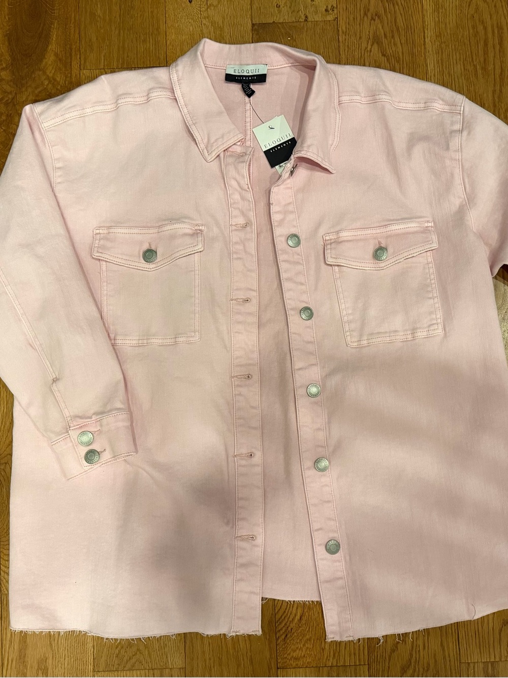 NWT Eloquii Elements Pink Oversized Stretch Denim Shacket 18/20